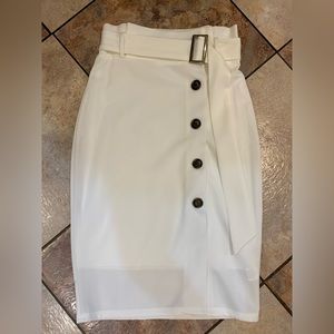 White SHEIN brand button down skirt with belt.